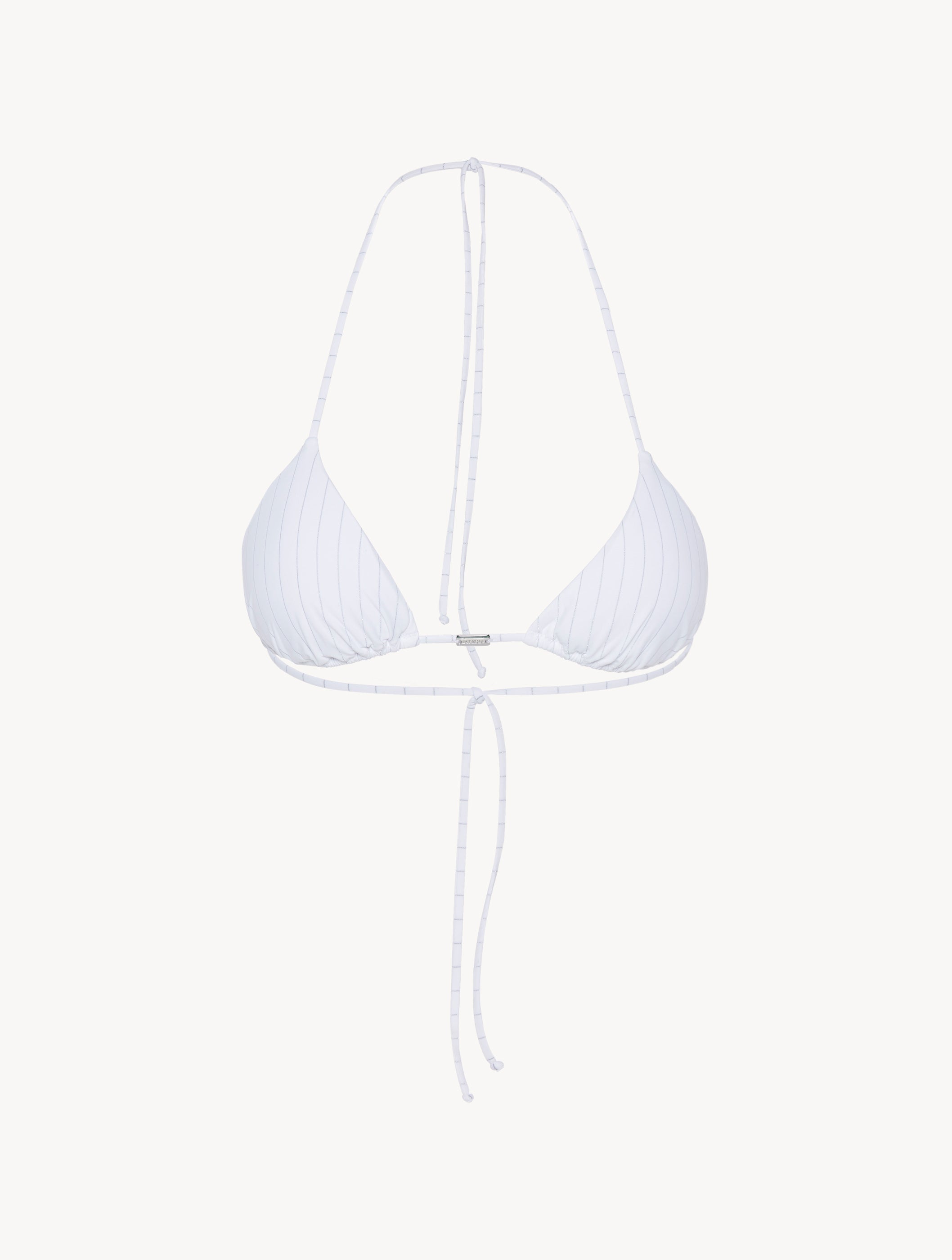 Stripy Beach Triangle Bikini in white