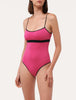 ACTIVE BEACH Color-block swimsuit in fuchsia and black
