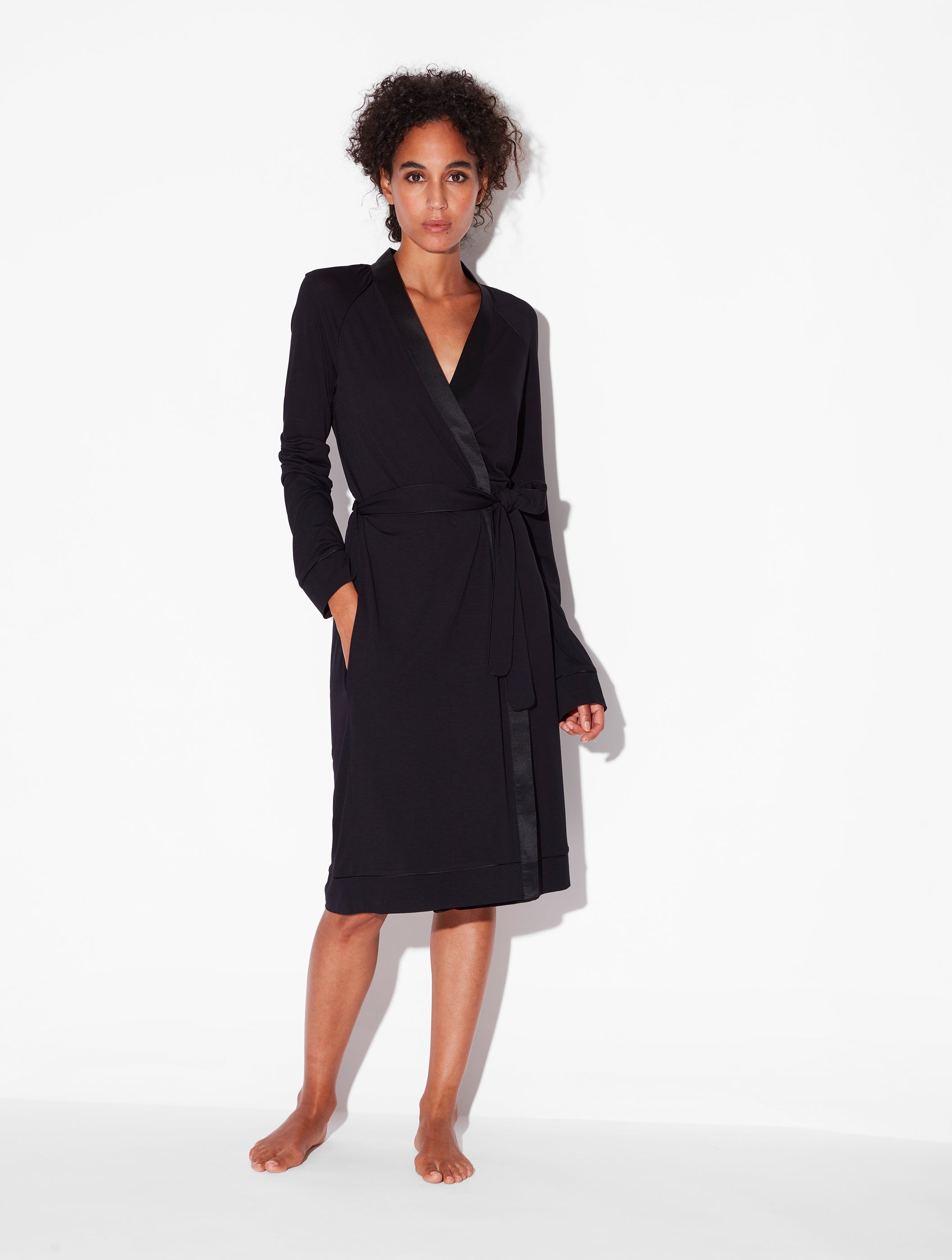 Midnight Botanica Short Robe in Black