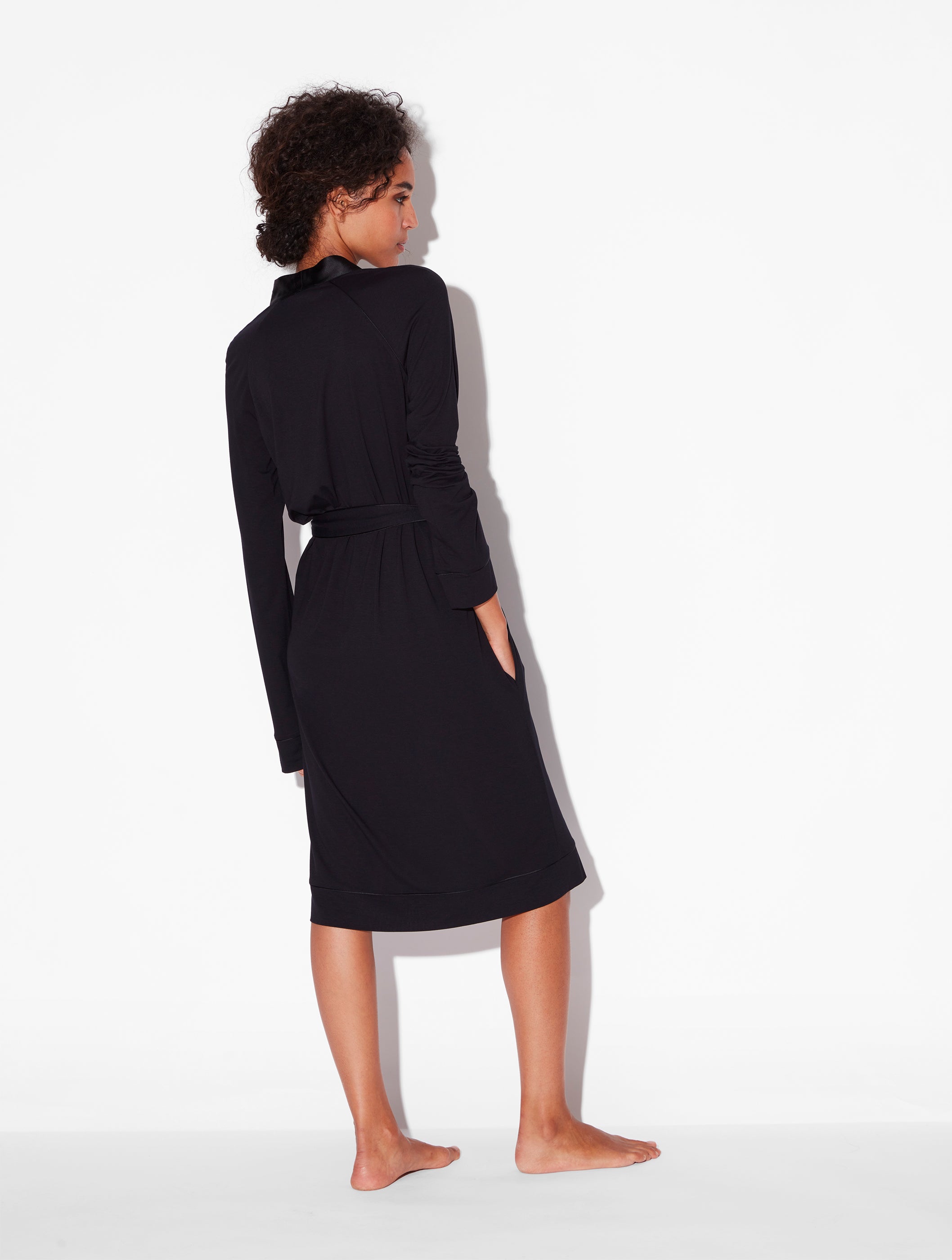 Midnight Botanica Short Robe in Black