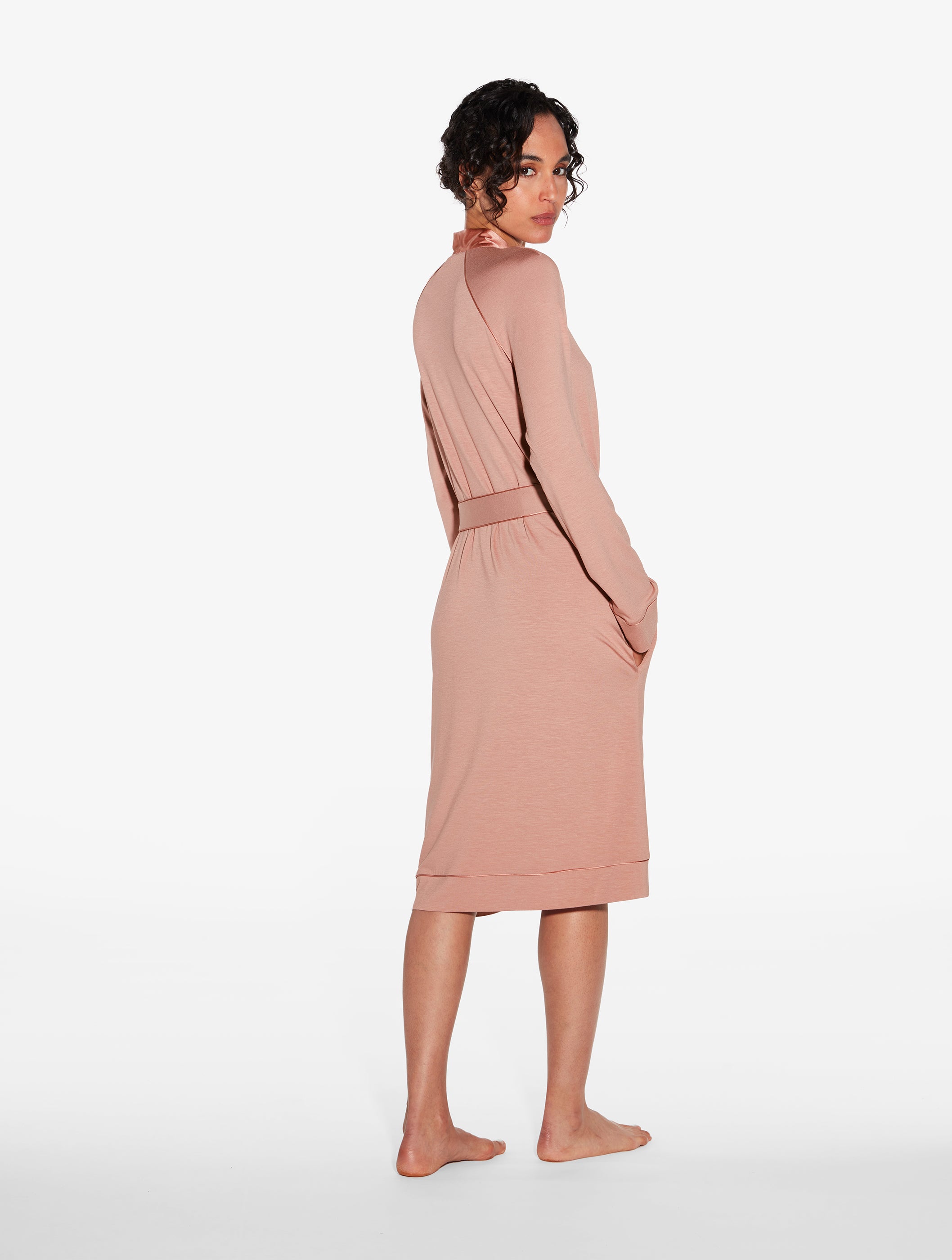 Midnight Botanica Short Robe in Pink