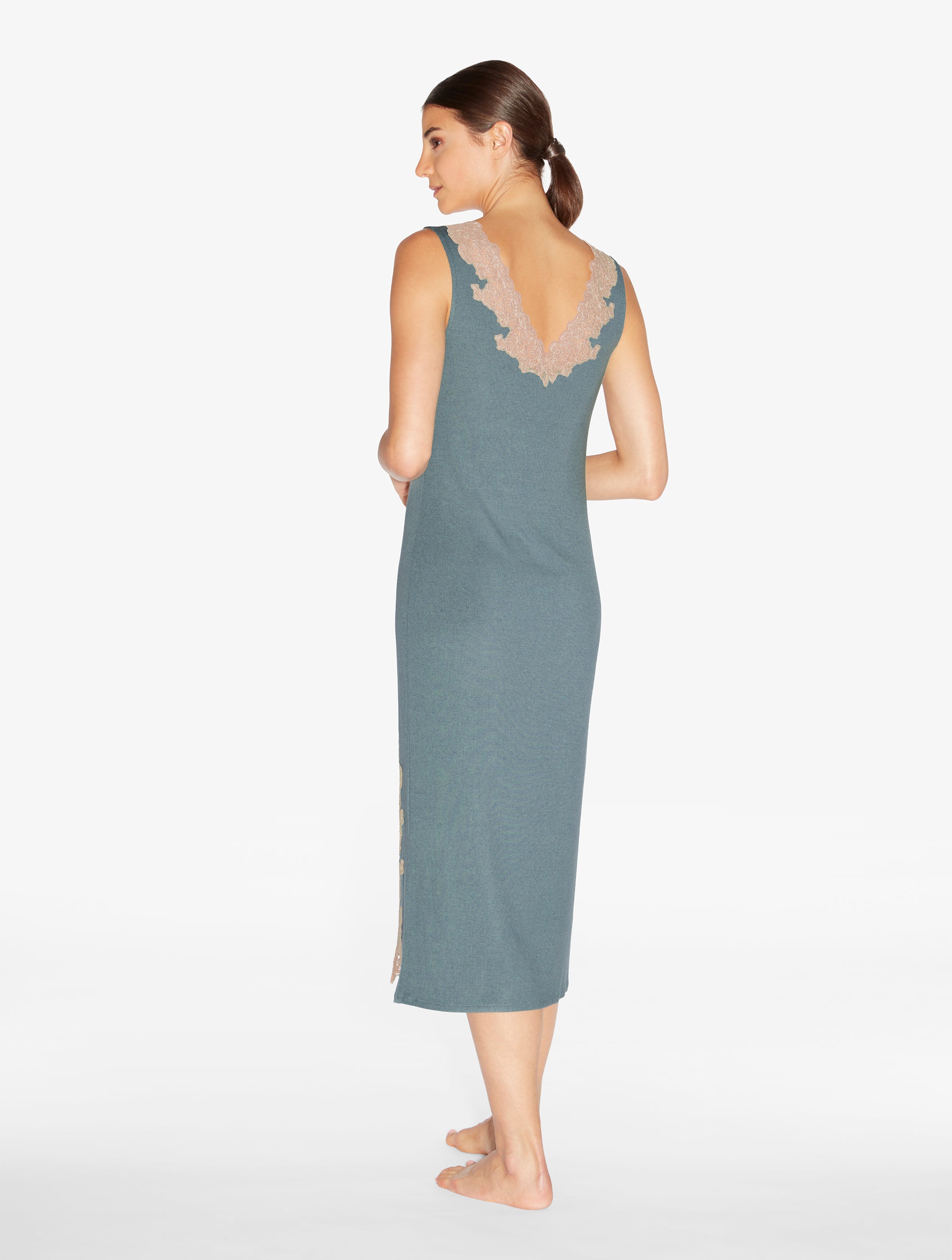 Angel Kiss Long Cashmere Nightgown in Blue