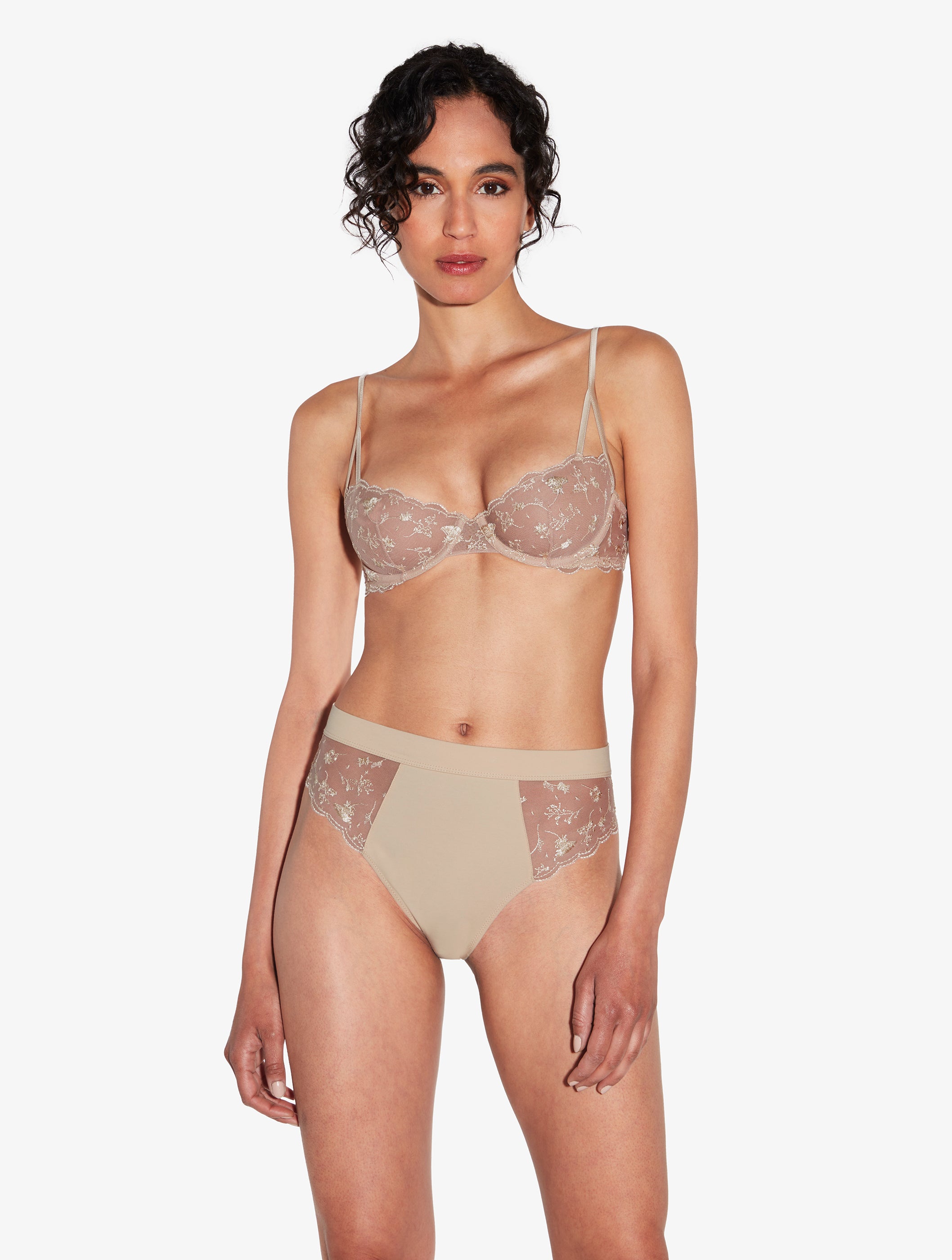 Midnight Botanica Slip a Vita Alta in Beige