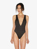 Summer Winds Belted Swimsuit in Dark Green and Black