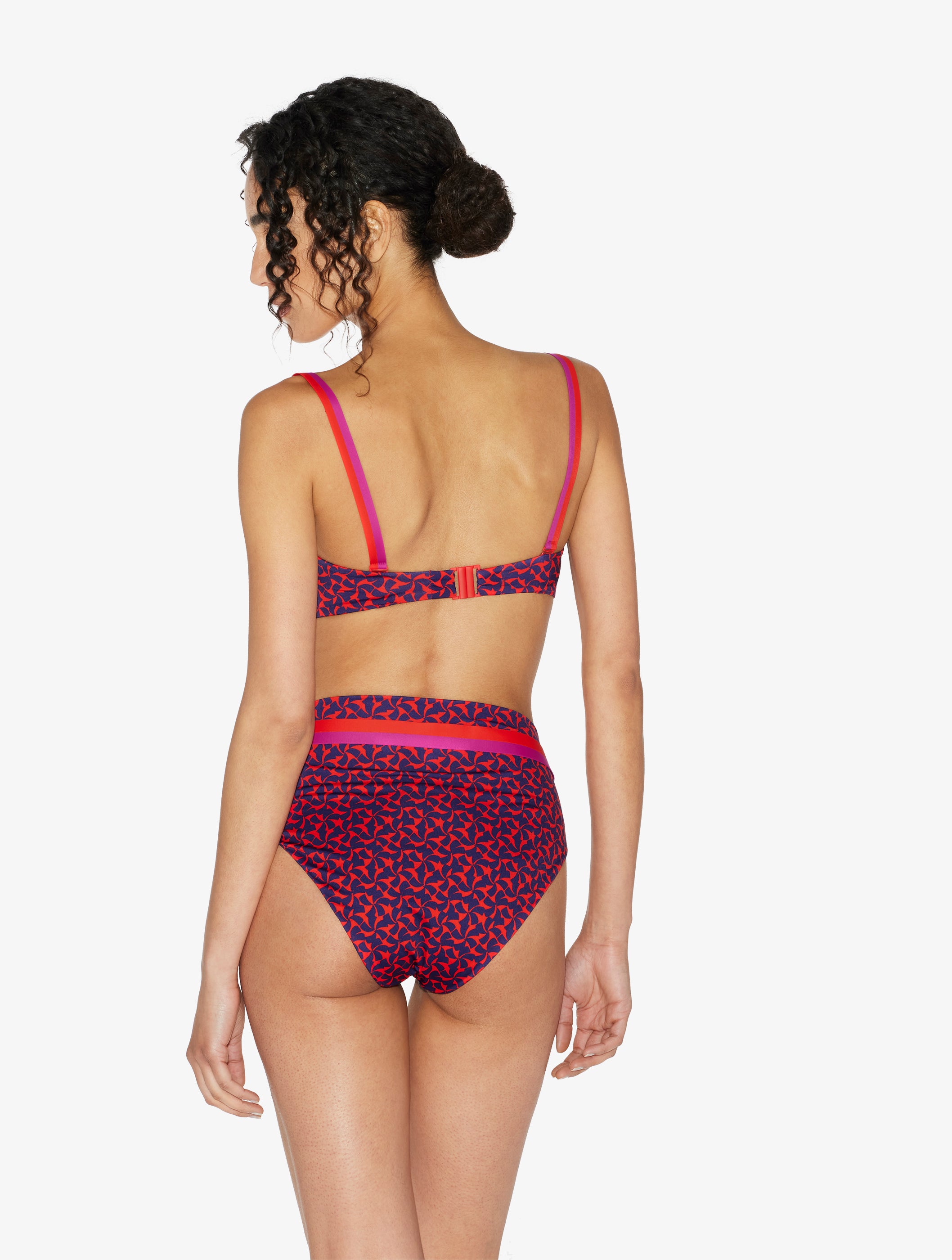 Summer Winds Bandeau bikini top in Red and Blue