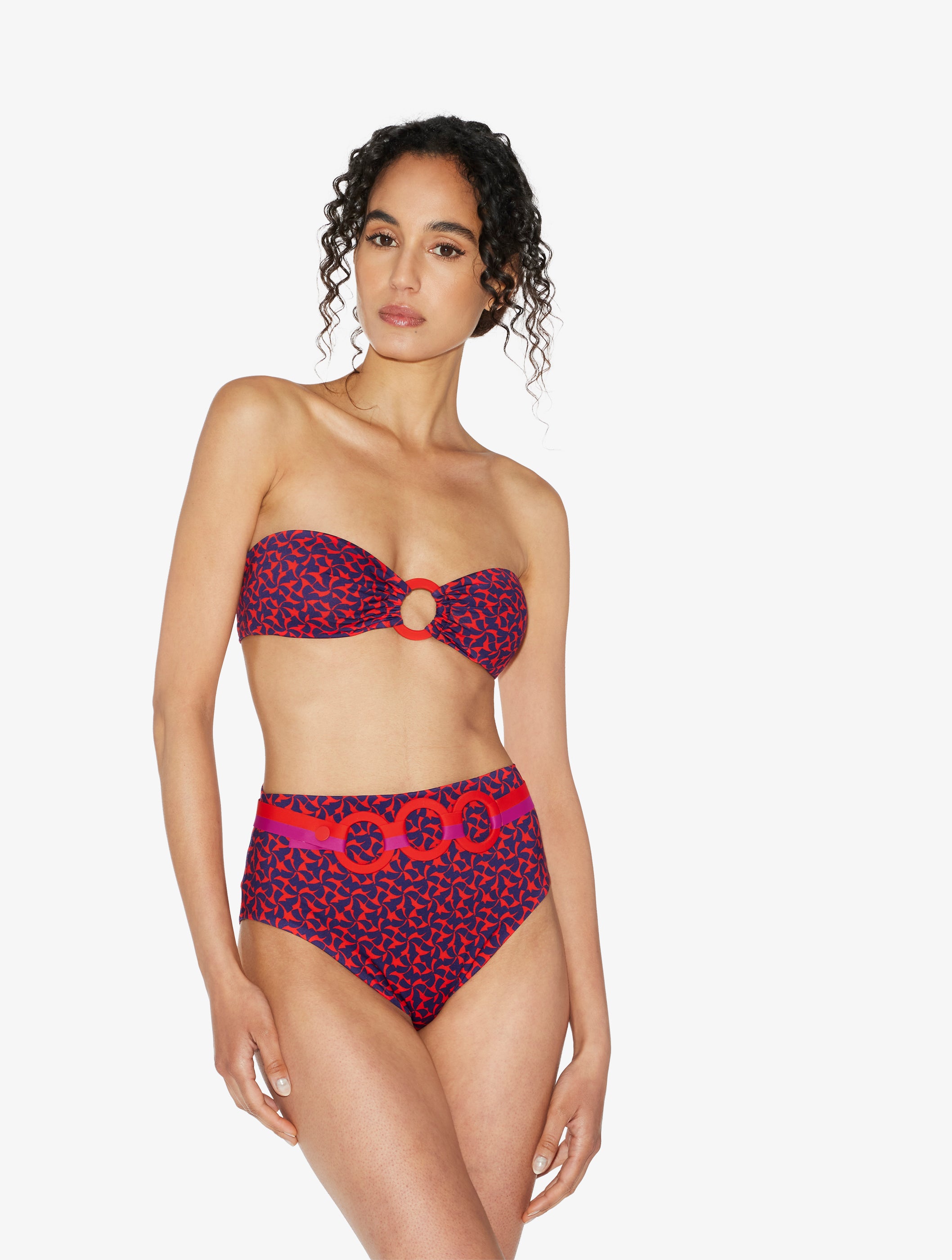 Summer Winds Bandeau bikini top in Red and Blue