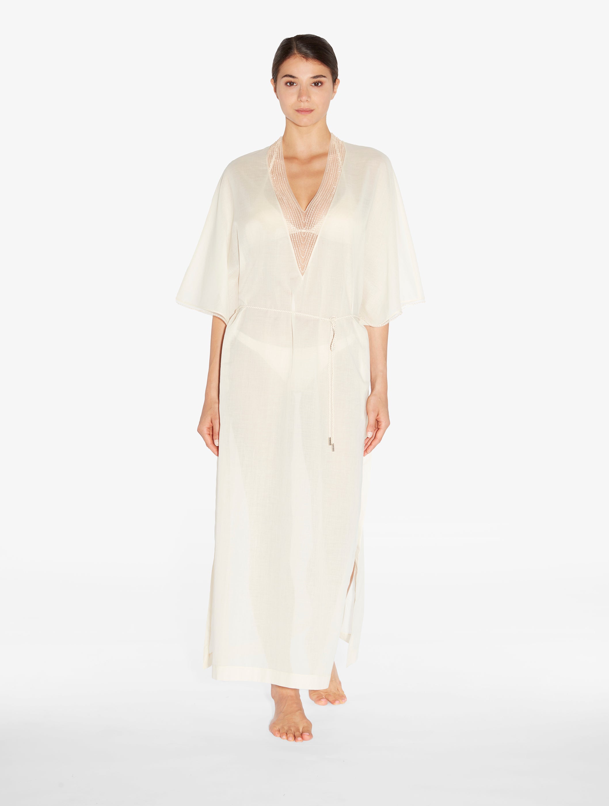 Luci di Capri Kaftan in Champagne mit Perlenbesatz