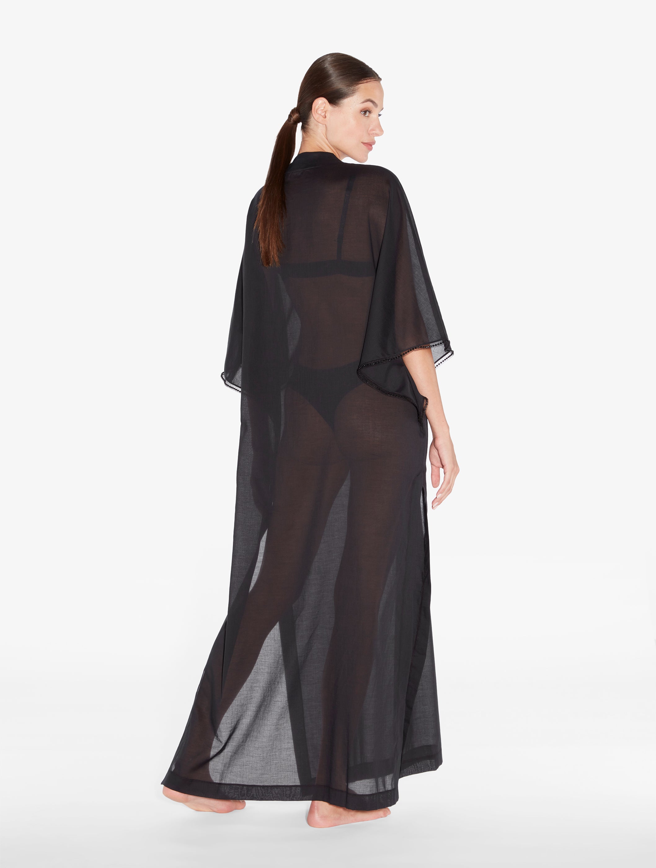 Luci di Capri Kaftan in Schwarz mit Perlenstickerei