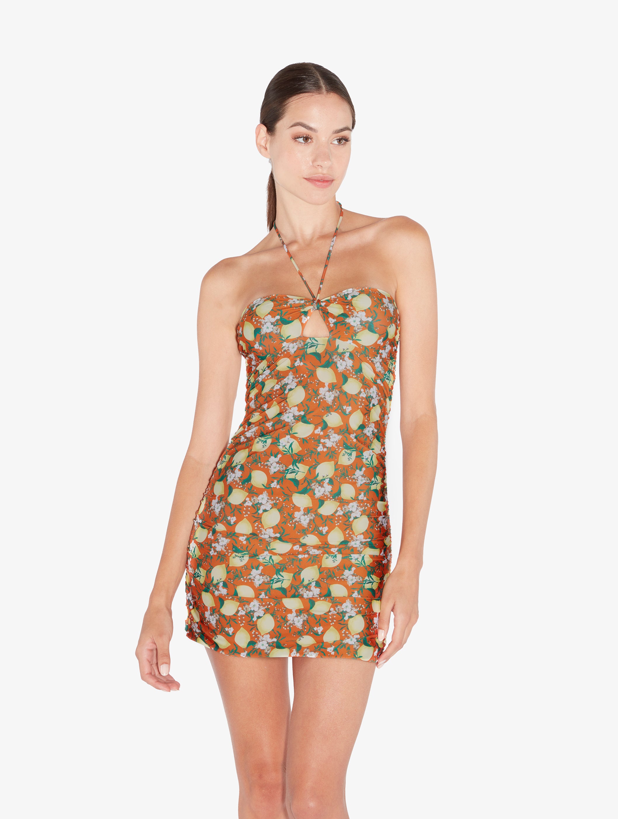 Amalfi Twist Orange Printed Short Dress
