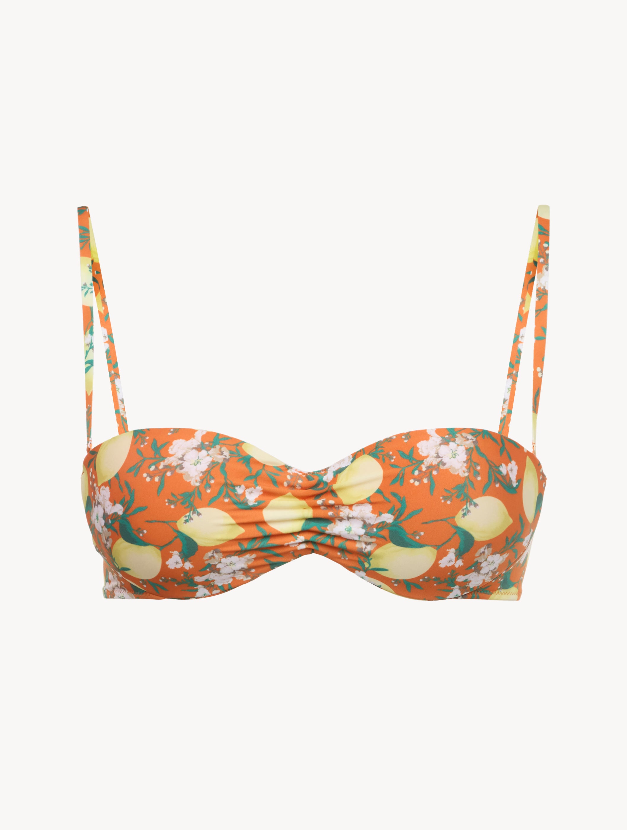Top de bikini tipo bandeau estampado de Amalfi Twist Naranja