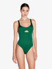 Traje de baño verde Amalfi Twist con aberturas