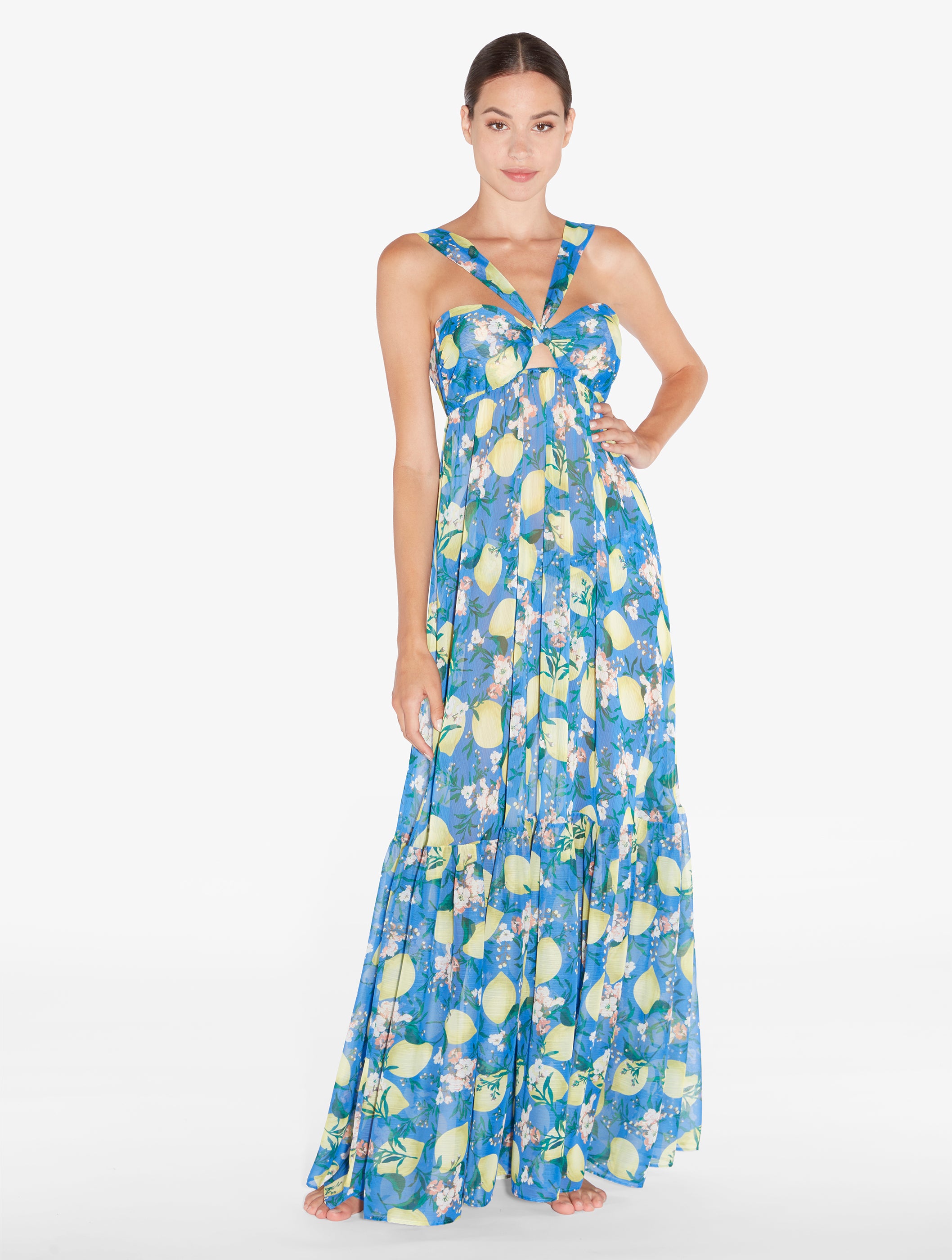 Amalfi Twist Blue Printed Maxi Dress