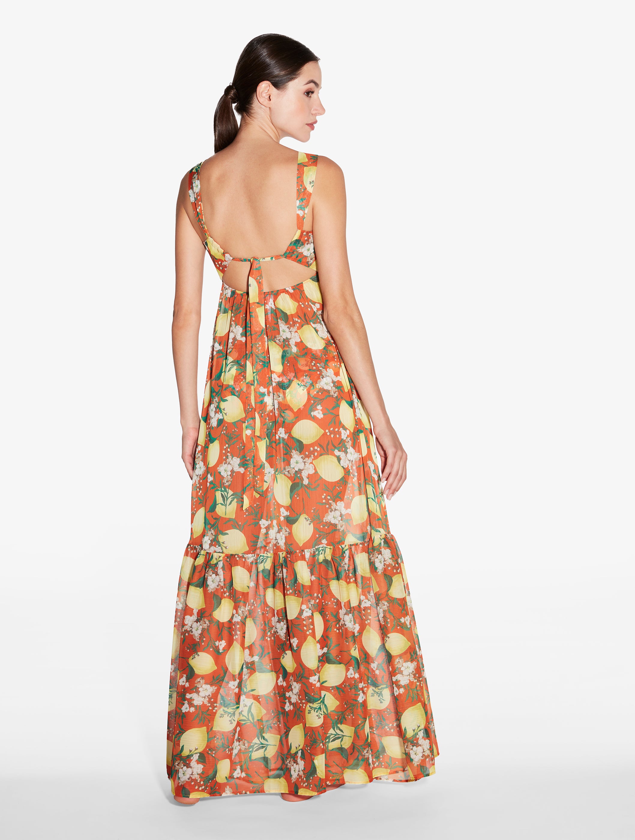 Amalfi Twist Orange Printed Maxi Dress