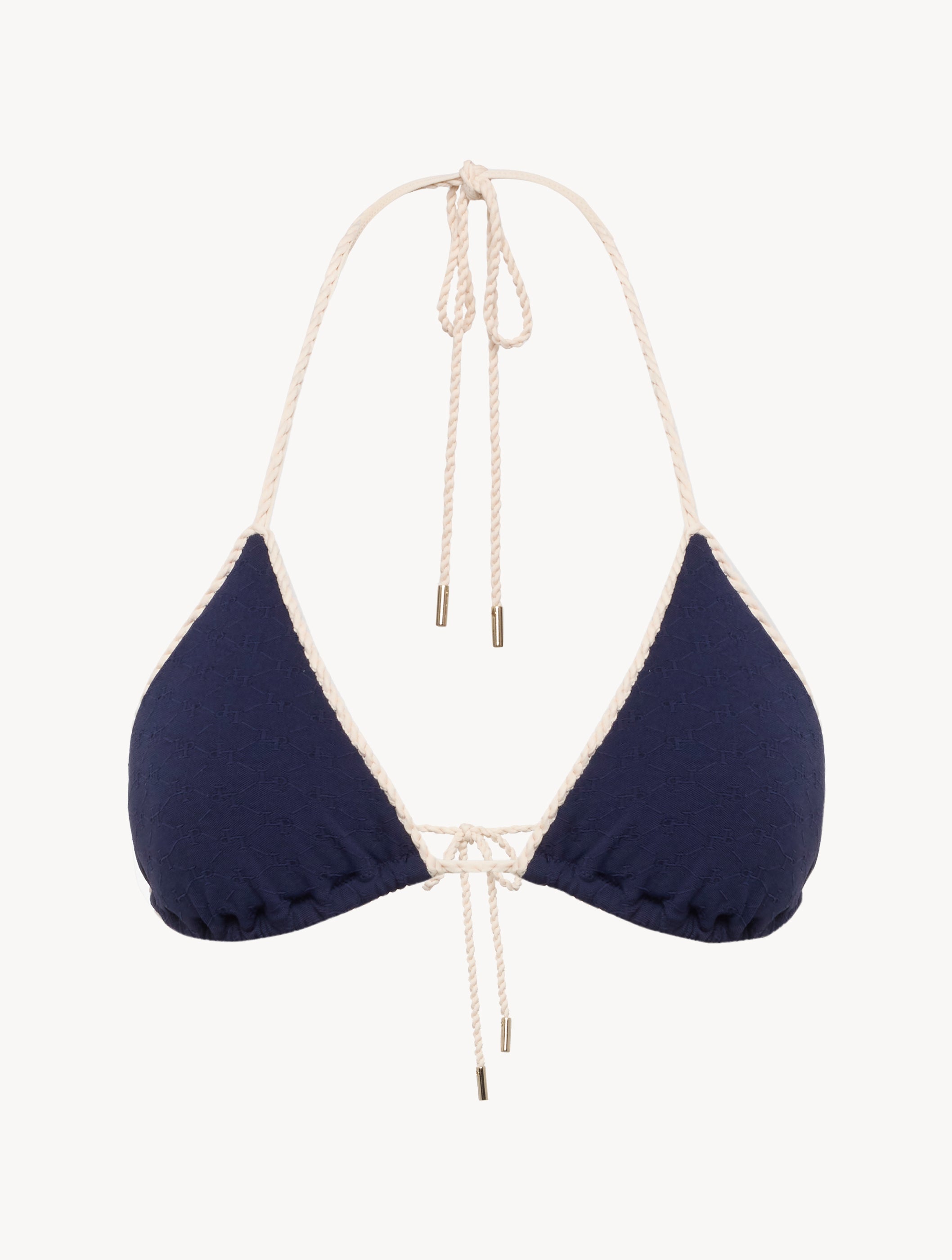 LP SIGNATURE Monogram Triangle Bikini Top in Navy