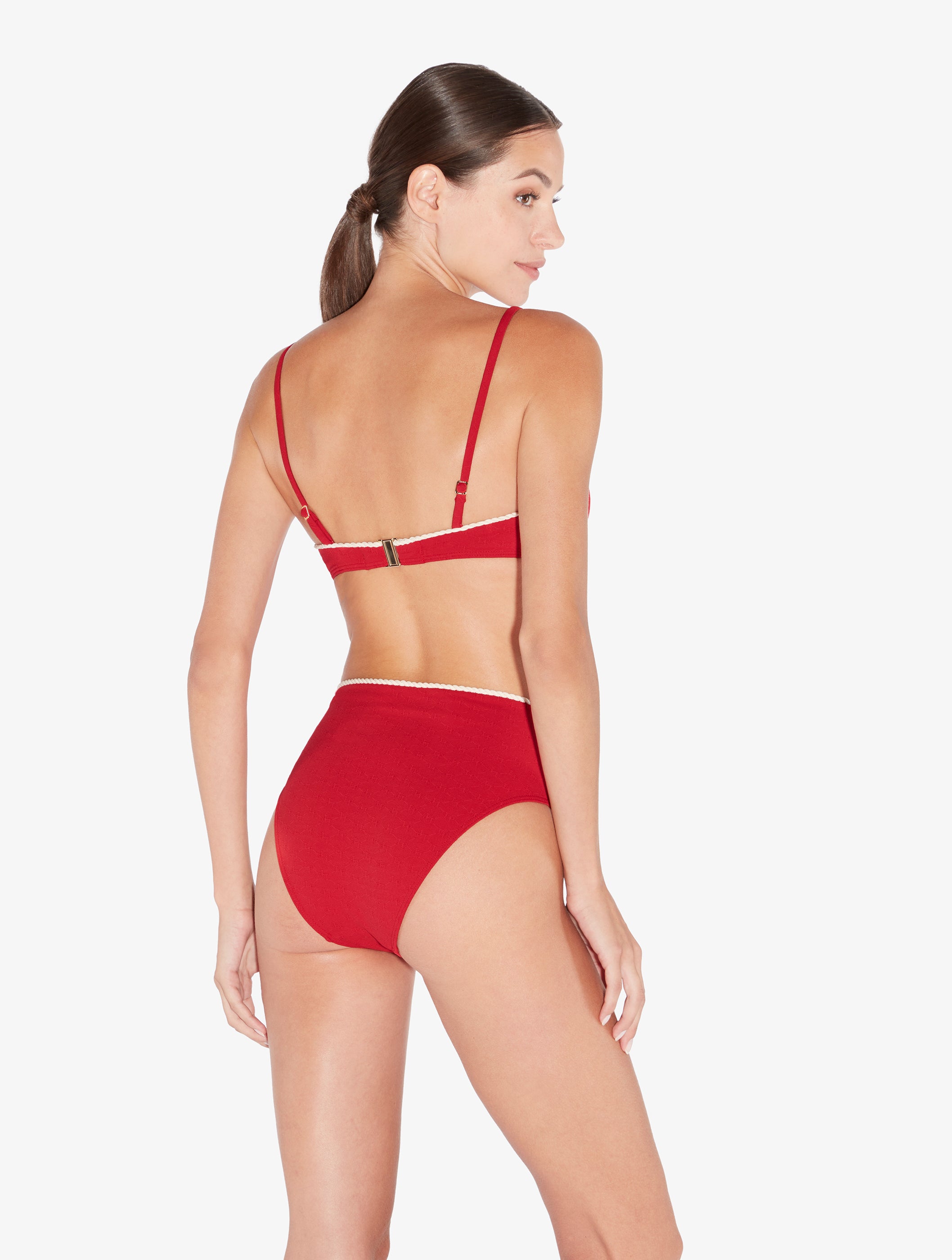 LP Signature Monogram High-Waist Bikinihose in Rot