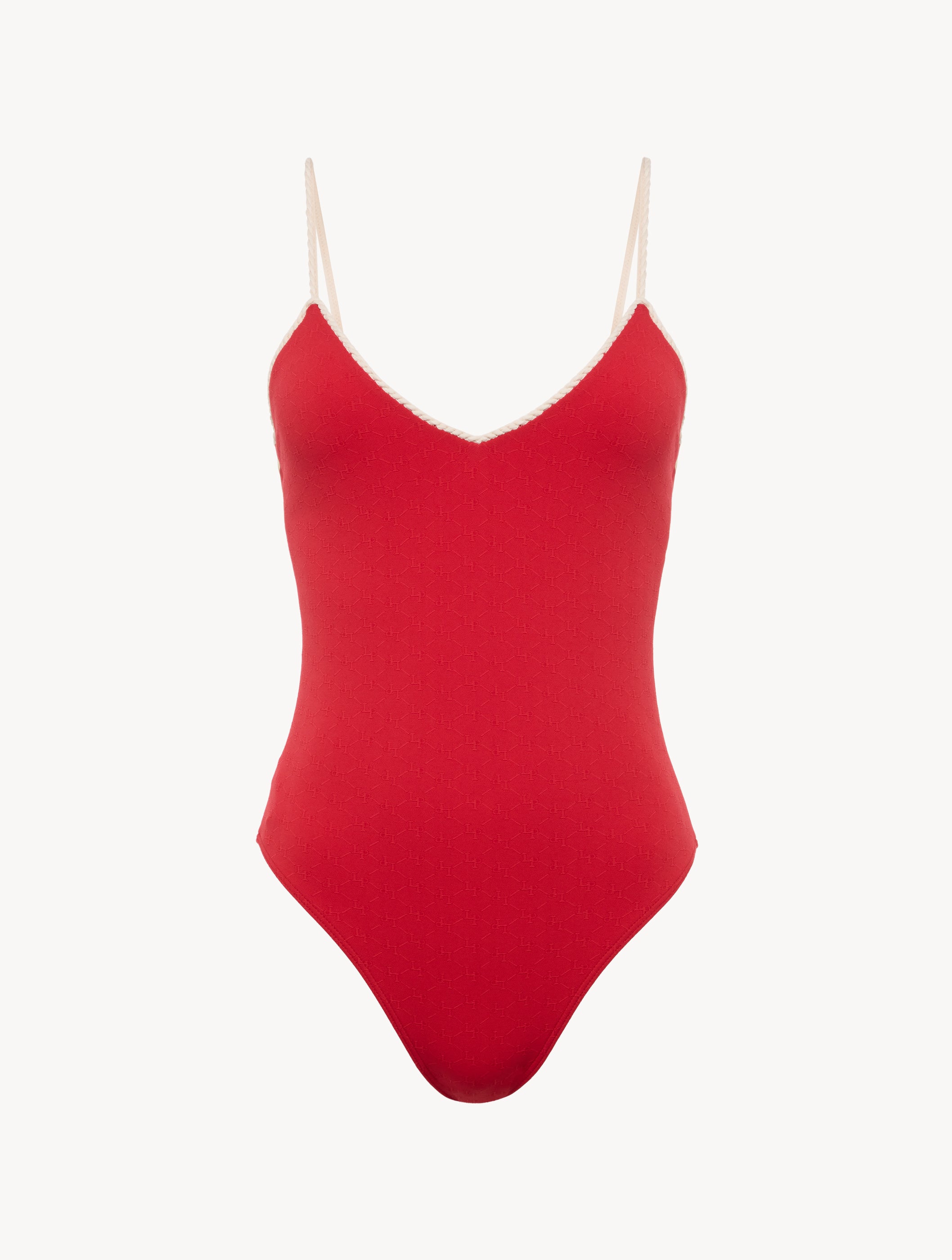 LP SIGNATURE Costume Intero con Scollo a V in Colore Rosso