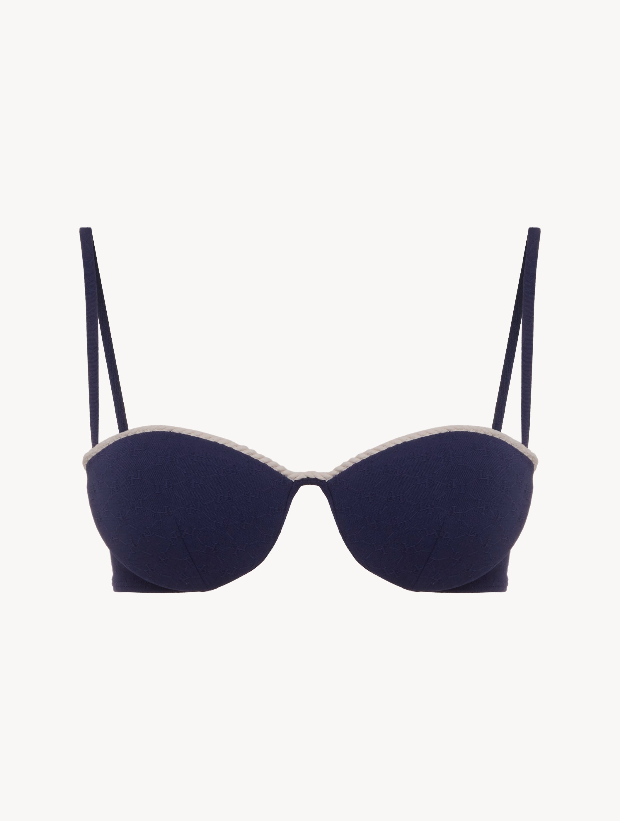 LP SIGNATURE Monogram Bandeau Bikinioberteil in Marine