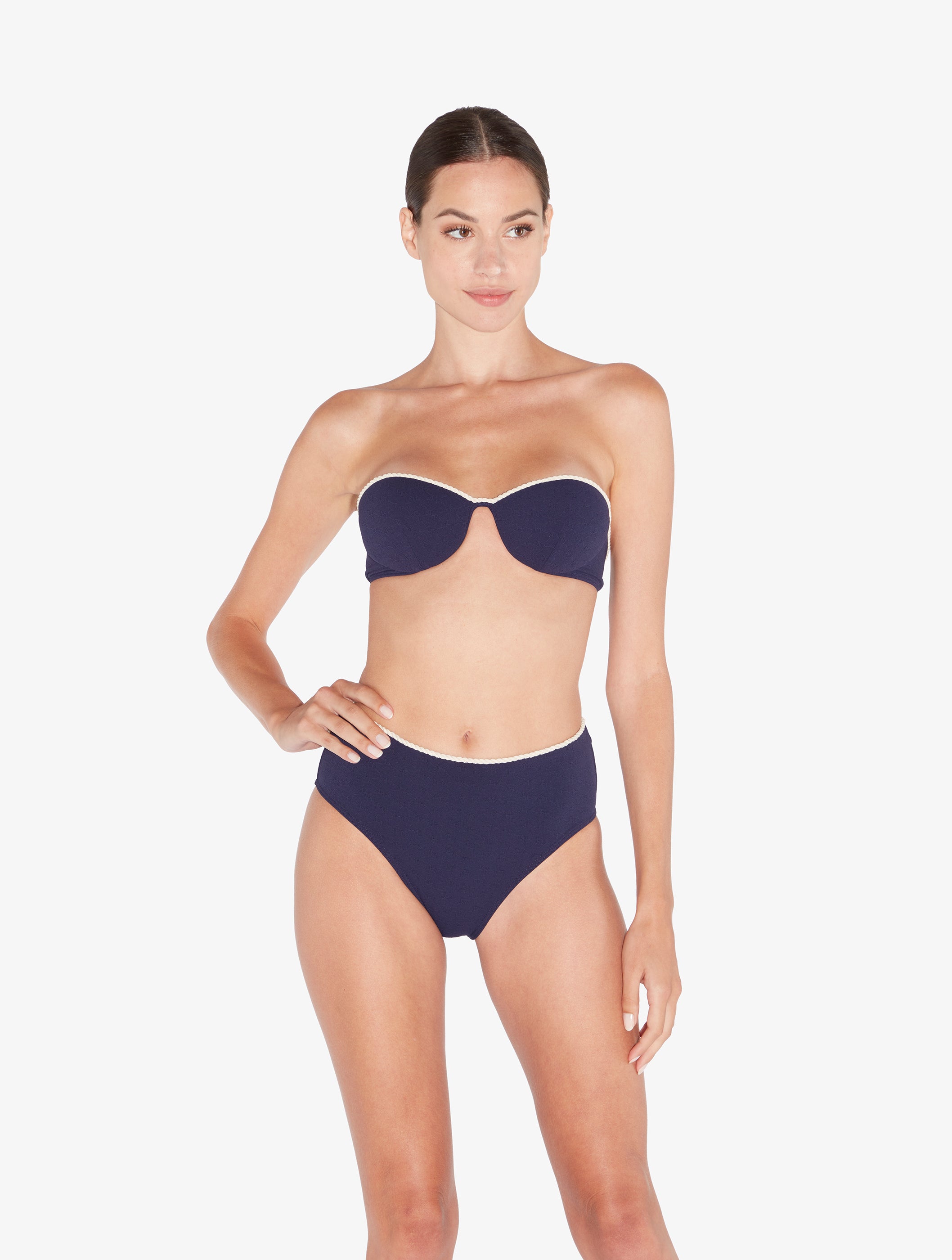 LP Signature Monogram Bandeau Bikinioberteil in Marine