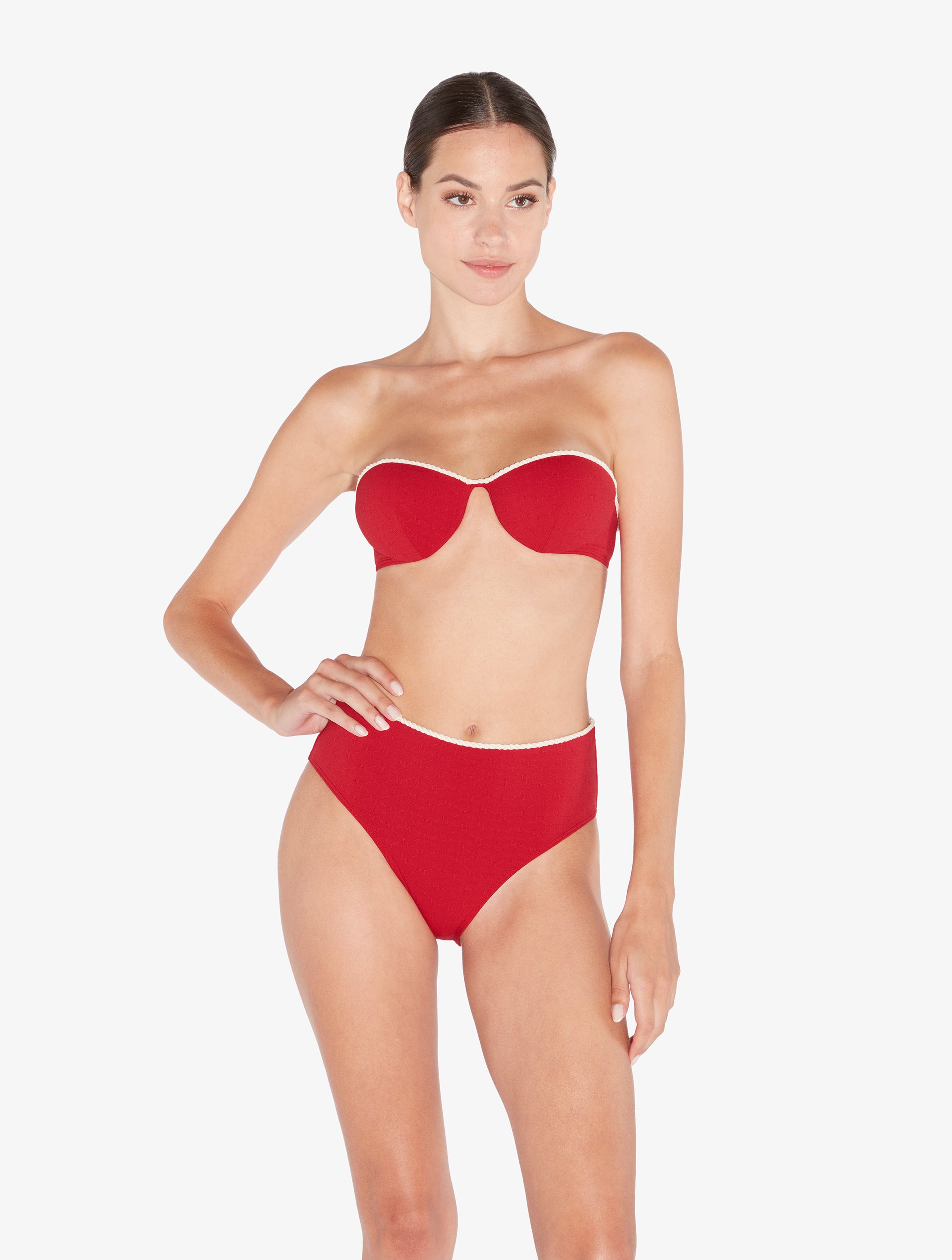 LP Signature Monogram Bandeau Bikinioberteil in Rot